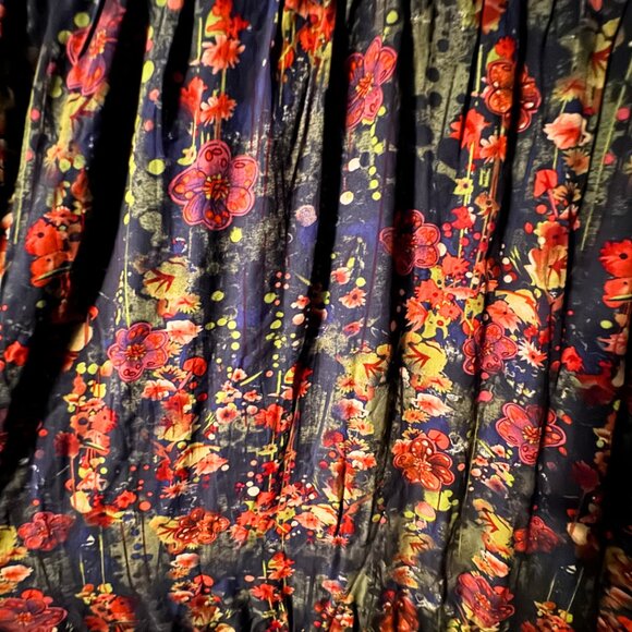 Natural Life Women’s L Evangelene Maxi Dress Navy Multi Floral Boho Deep V - Picture 8 of 9